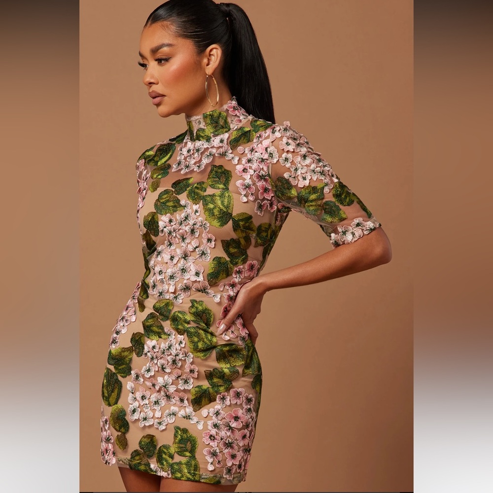 NWT Floral Embroidered Mini Dress